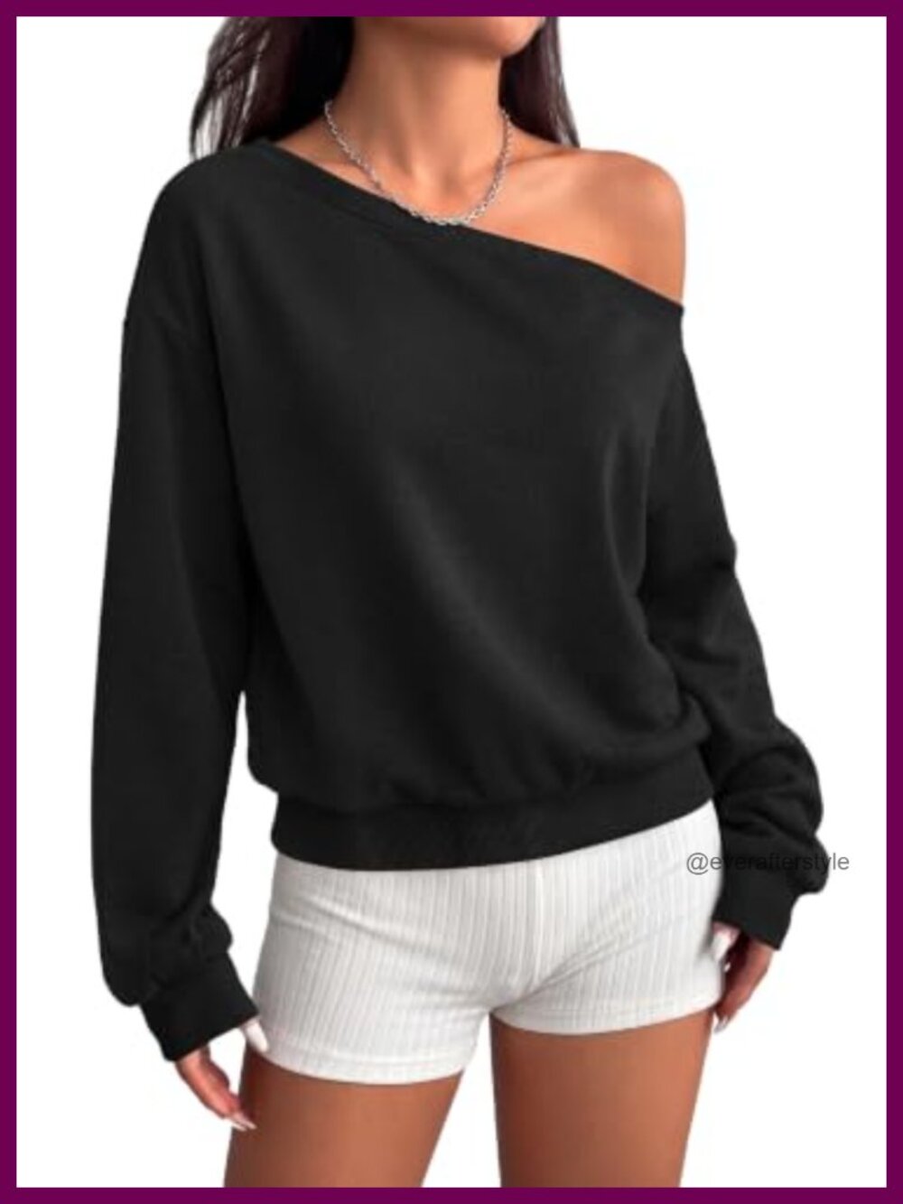Womens Off The Shoulder Fleece Sweatshirt Oversized Long Sleeve Pullover